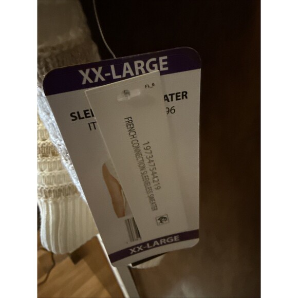 NEW French Connection Women's Sleeveless Sweater Size XXL Ivory/Tan Knit - Picture 5 of 8